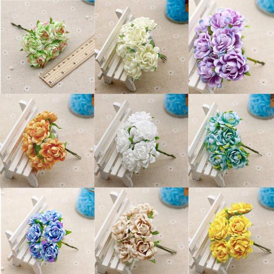 6 Piezas Flores Artificiales de Seda Ramo Floral de Boda Fiesta Decoración del Hogar