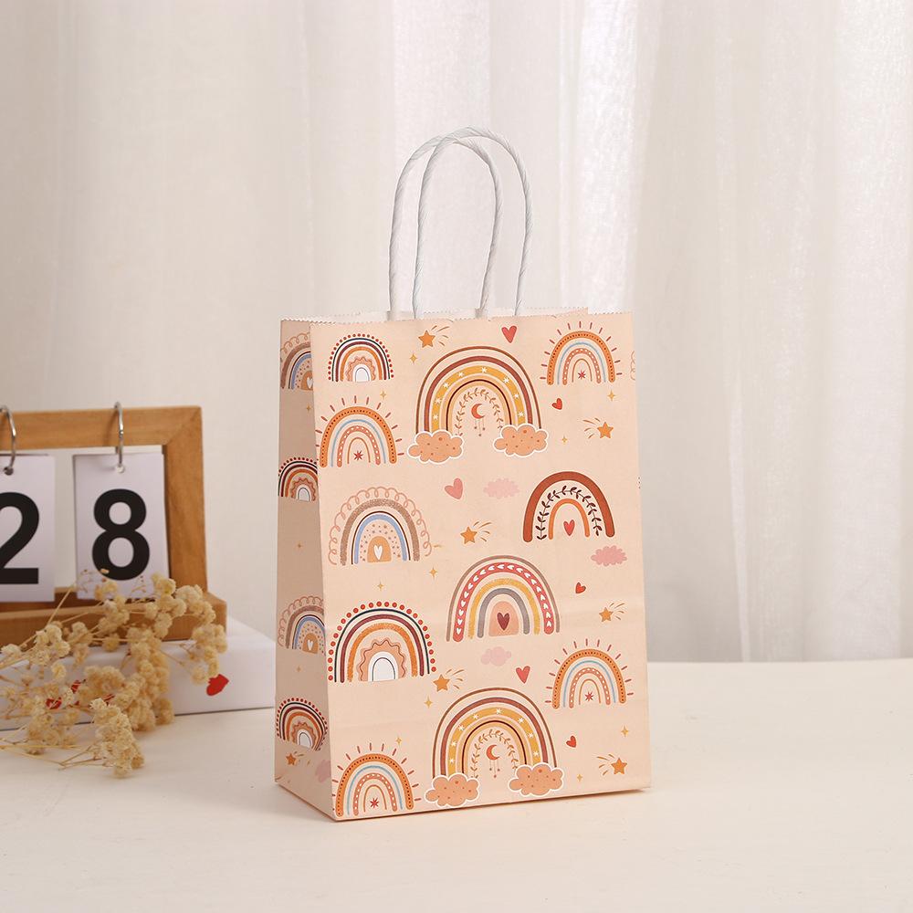 Stobag, Rainbow Thank You Gift Bags, Reusable Kraft Paper Totes for Birthday Parties, Weddings, and Baby Showers, 12/30pcs