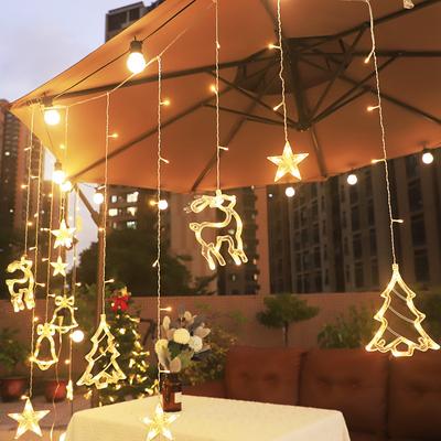 LED Star Lamp Curtain Garland Fairy String Lights Christmas Decoration Outdoor For Holiday Wedding Party 2024 New Year Decor