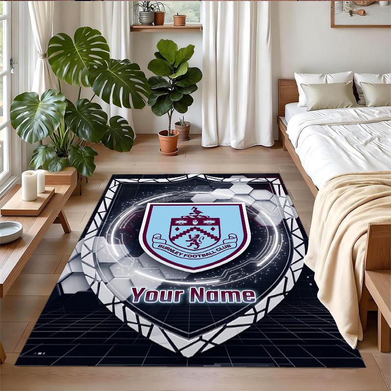 Crystal Velvet Rug Custom Name Text, Soft Non Slip Floor Mat Home DecorBurnley Football
