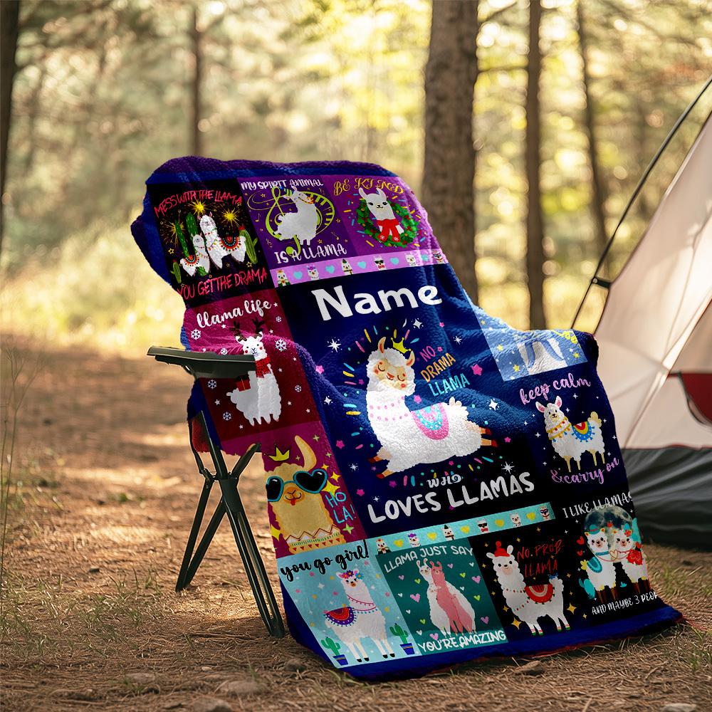 Llama Outdoor Customize Your Name Blanket Comfortable Soft Lightweight Allseason Multipurpose Blanket For Travel Camping Picnics Sofa Office Bed