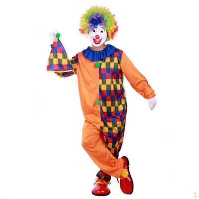 Clown Costume Comedy Grids Fancy Mens Jumpsuit W/ Hat