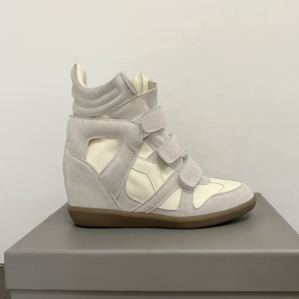 Dámské boty na suchý zip s neviditelnou vnitřní zvýšenou podrážkou, 8 cm, šikmý podpatek, barevně sladěné sportovní a volnočasové boty, vysoké boty