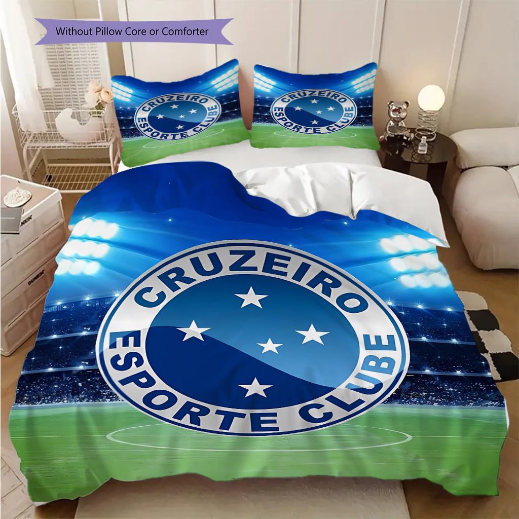 Cruzeiro Esporte Pattern Bedding Quilt Set Quilt Cover Pillowcase Home Decoration Birthday Gift (1 * duvet cover + 2 * pillowcase, without core)