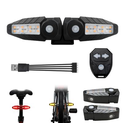 1/ 2Sets Bicycle Remote Control Taillight Projection Riding Light USB Bike Light Wireless Night Light Turn Signal Safety Lamp