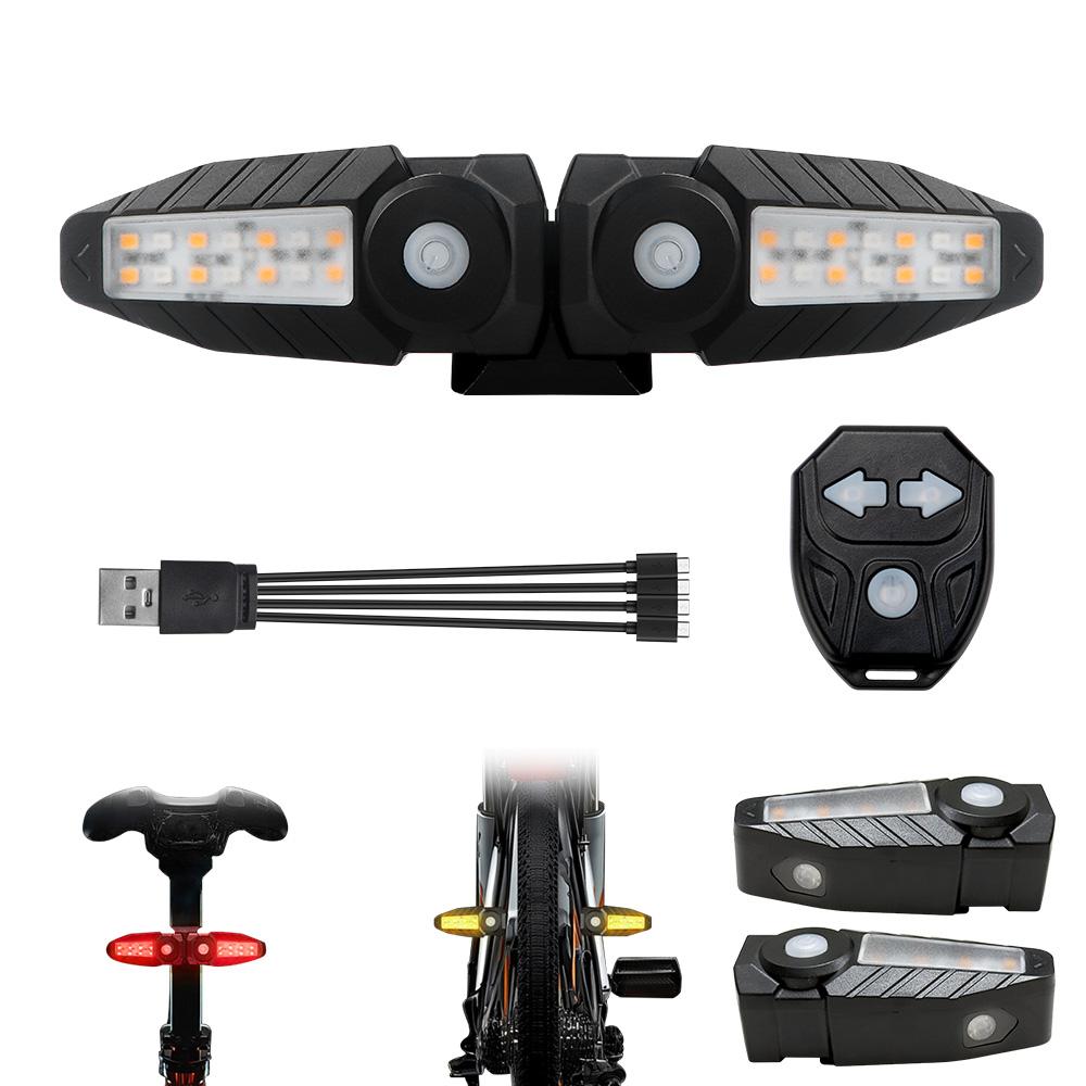 1/ 2Sets Bicycle Remote Control Taillight Projection Riding Light USB Bike Light Wireless Night Light Turn Signal Safety Lamp