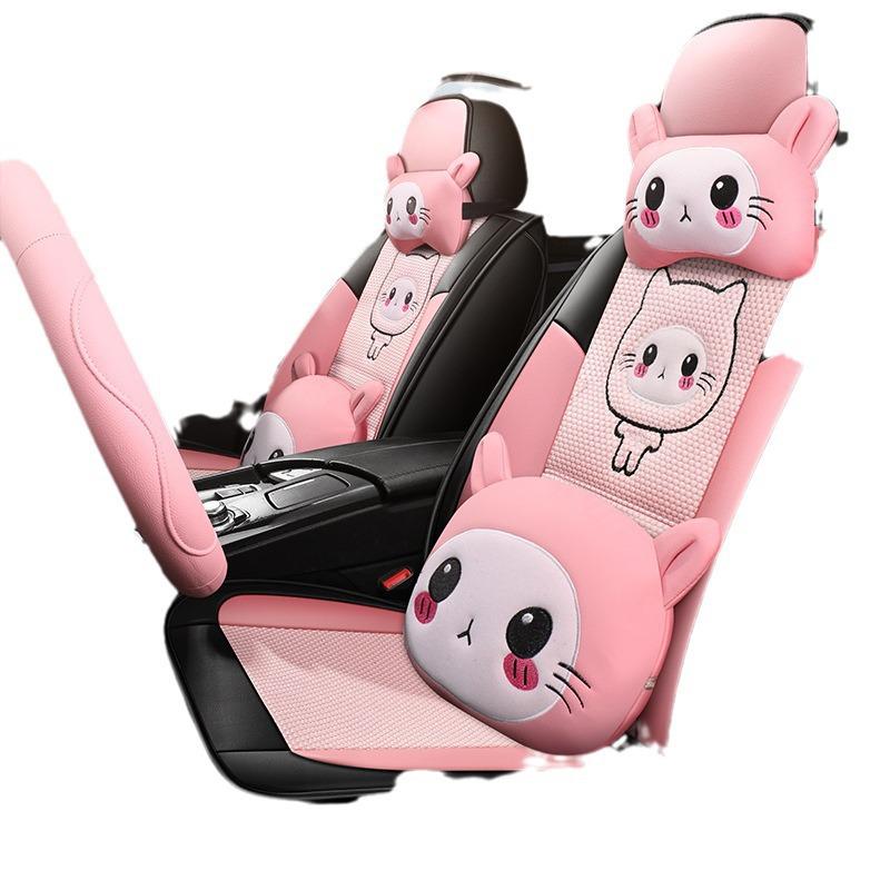 AION S Max 580 Geely L Thunder Hi Leather & Ice Silk Cartoon Car Seat Cushion - Universal, All-Season.