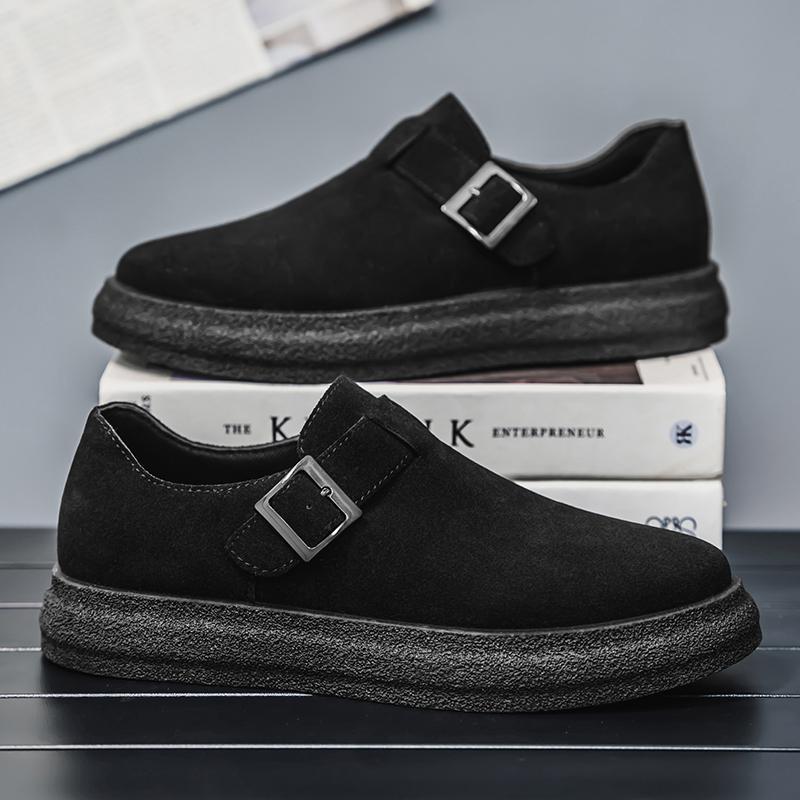 

Fashion Men s Loafers 2025 Suede Leather Casual Shoe Retro Brown Men Fashion Comfort Slip-On Platform Shoes Men Zapatos De Hombre 44 чёрный