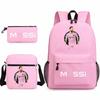 Lionel Messi · Peripheral Printed School Bag Three-Piece Pencil Case Shoulder Bag Backpack
