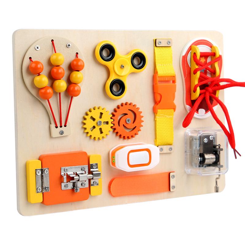 Бизиборд Монтессори: Образовательная деревянная игрушка для раннего развития и жизненных навыков