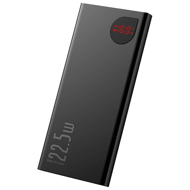 Powerbank Baseus Adaman Metal, 10000Mah, 2Xusb, Usb-C, Lightning, Microusb 22.5W (Czarny)
