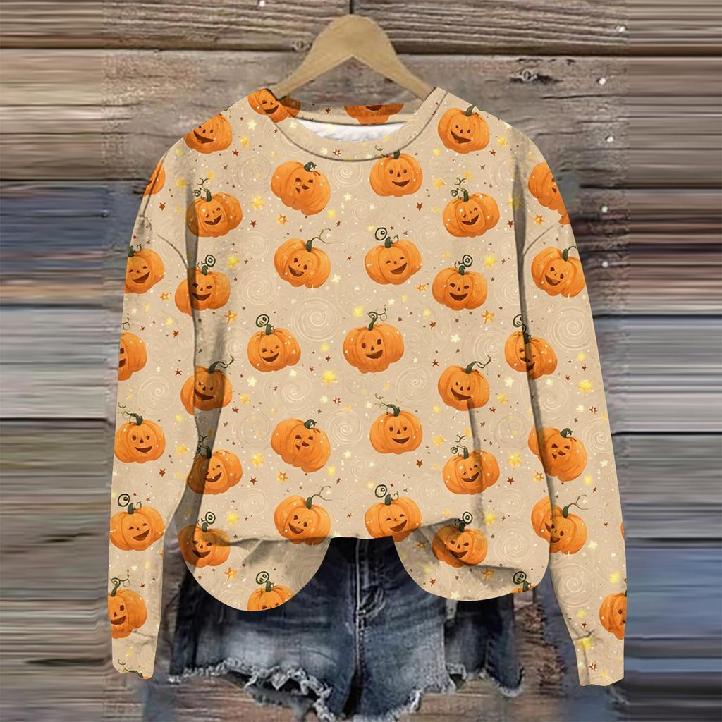 Women's Casual Comfortable Round Neck Long Sleeve Baseball Print Top Sweatshirt