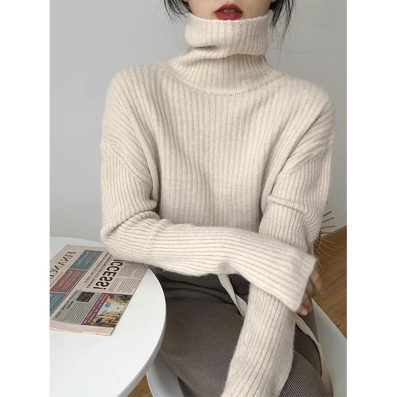 Volný Líný Vítr Jednoduchý Svetr Dámský Podzimní a Zimní Retro Pletenina