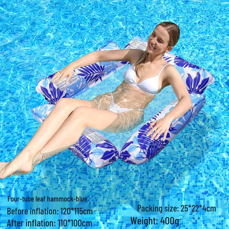 Tumbona Flotante Inflable Plegable Transfronteriza con Respaldo y Malla