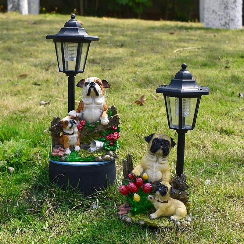 Solar-Powered Puppy Figurine: Outdoor Resin Garden Decoration