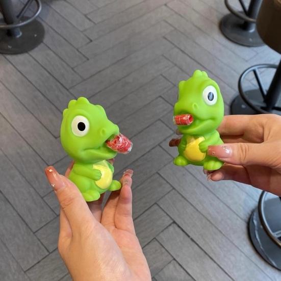 Cartoon Squeeze Toy Funny Tongue Out Green Frog/Dinosaur Stress Relief Toy Creative Cartoon Soft Vinyl Pinch Toy Sensory Therapy Fidget Toy