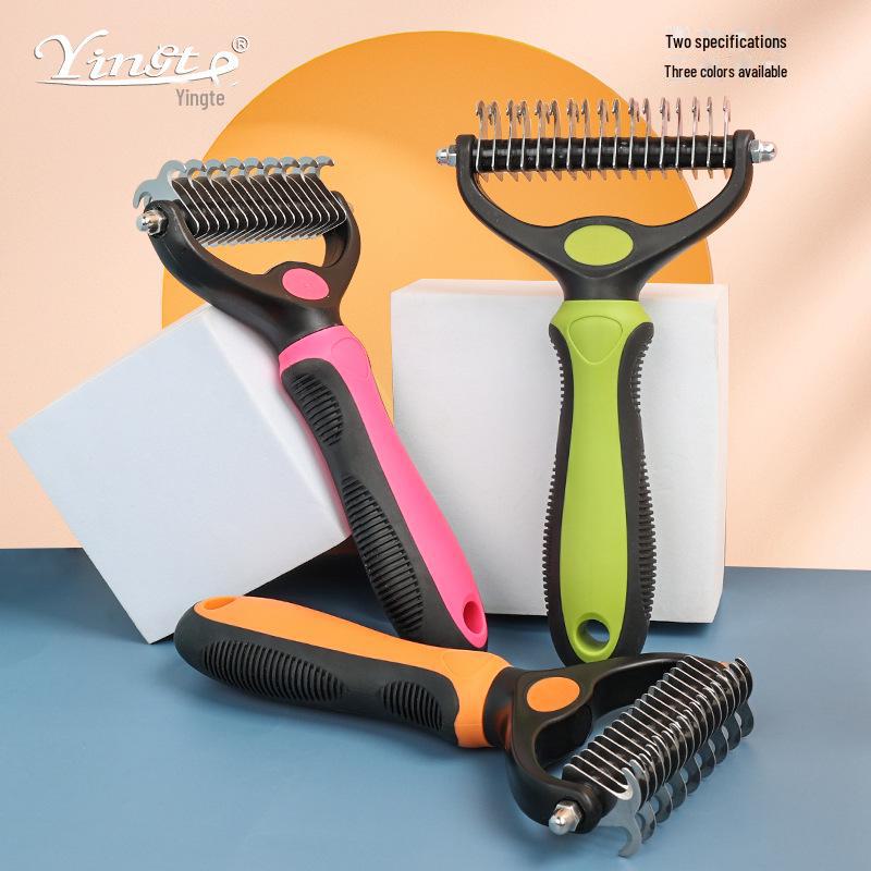 

Double-Sided Pet Detangling Comb for Dogs & Cats - Hair Removal Brush & Rake small single side зелёный