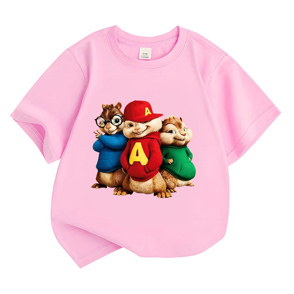 Alvin and The Chipmunks Children's Cartoon Print T-Shirt Cotton Soft Kids Tees Cute Boys Girls Tops O-Neck Short Sleeve Summer