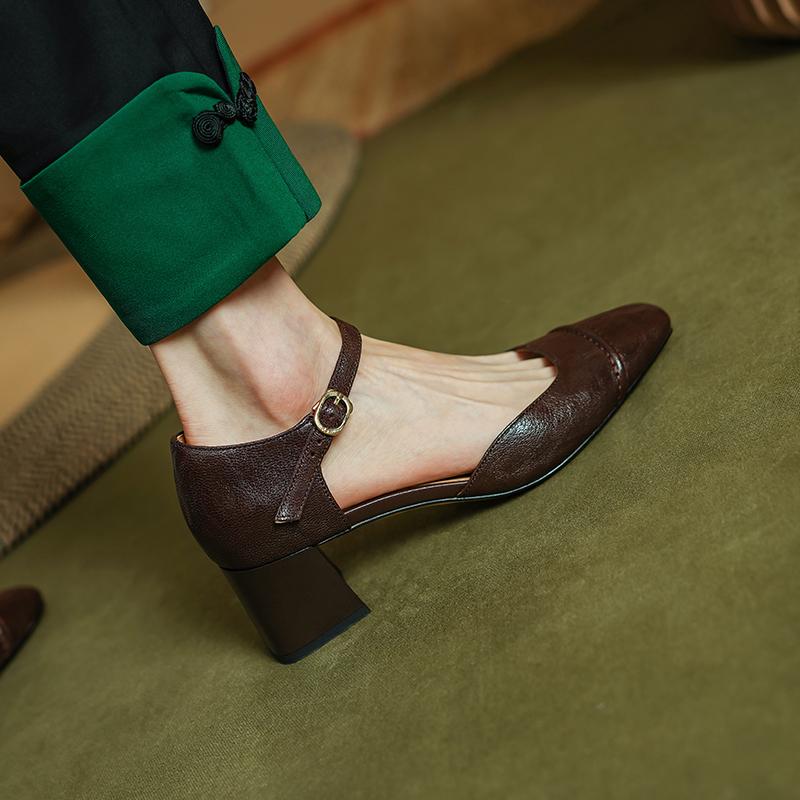 Fashion 2024 New Summer Sandals Cover Toe Sandals for Women Square Toe High Heel Sandals Gladiator Shoes Simplicity Ladies Shoes