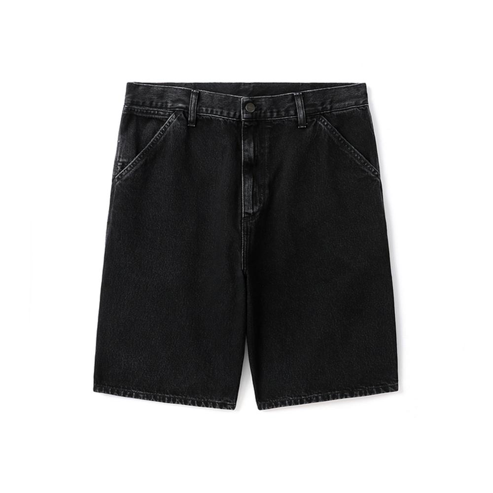 Carhartt WIP Single Knee Shorts Washed Button Solid Color Denim Men shorts Black I032026-89-06