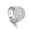 LIKGREAT Vintage Pentacles Seal Solomon Rings Retro Massive Male Finger Ring Stainless Steel Punk Amulet Jewelry for Women