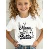 European sizeSummer Fashion Girls Short Sleeve T Shirt Nana IS MY Bestie Letter Cartoon Print Casual Top