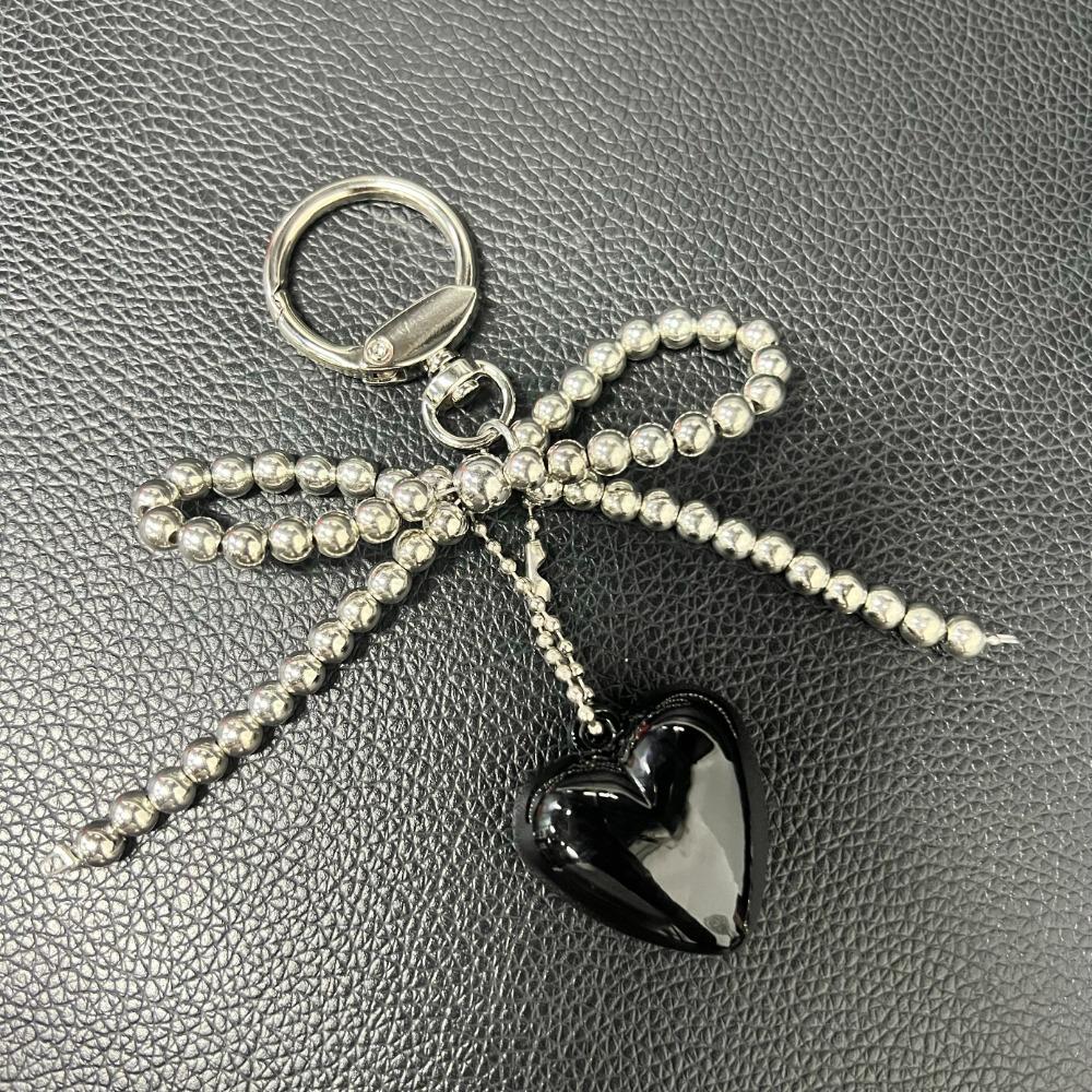 Colorful Bowknot Beaded Keychain Resin Lovely Bag Pendant Minimal Design Cute Car Keyring  Unisex