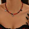 Halloween Necklace Funny Pumpkin Ghost Cat Pendant Horror Contrasting Color Rice Bead String Chain Collarbone Chain