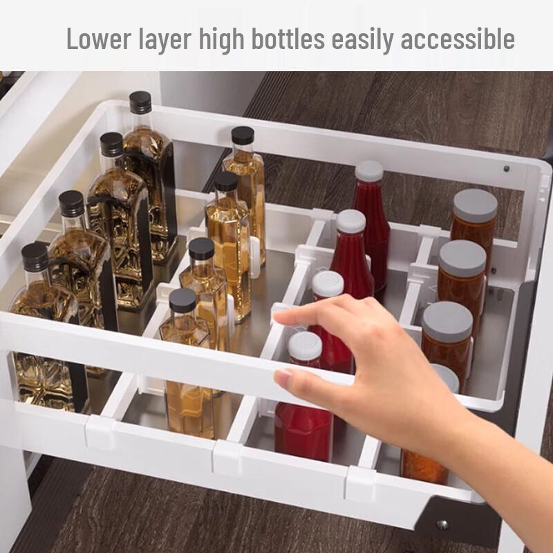 Kitchen Cabinet 3-Tier Aluminum Alloy Pull-Out Spice Rack