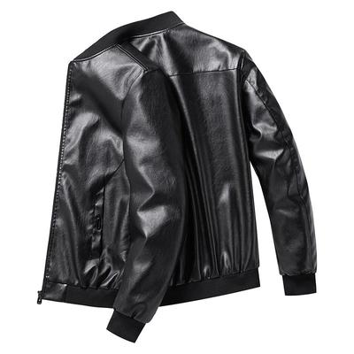 Men 'S Casual Stand Collar Straight Hem Zip Leather Jacket Plus Size Jacket 8xl 