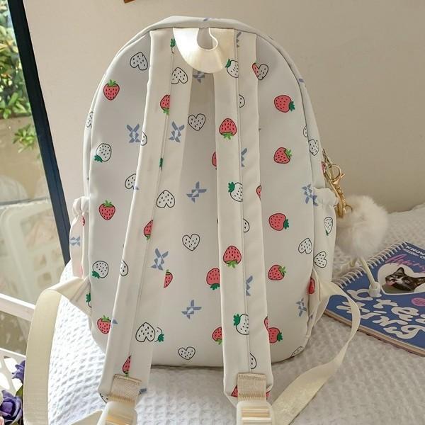 Schoolbag new high-value Japanese ins fresh and sweet strawberry backpack junior high school students lightweight travel spring outing backpack