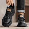 Zhongbang Retro Fashion Trend Martin Boots Autumn and Winter Solid Color Small Black Shoes Leather Surface Men's Outdoor Casual Platform Shoes