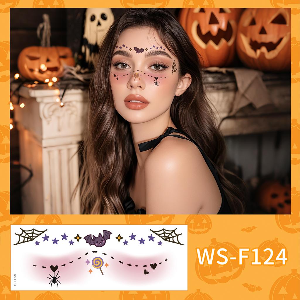 New Beautiful Ghost Haunted Halloween Tattoo Sticker Witch Playful Cute Makeup Face Waterproof