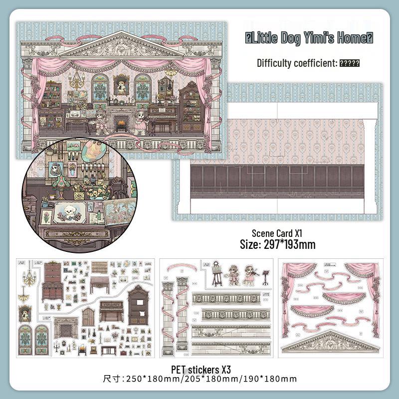 Infeel.Me My Little House 3D Scenery Stickers - Miniature Two-Layer Quiet Book Series
