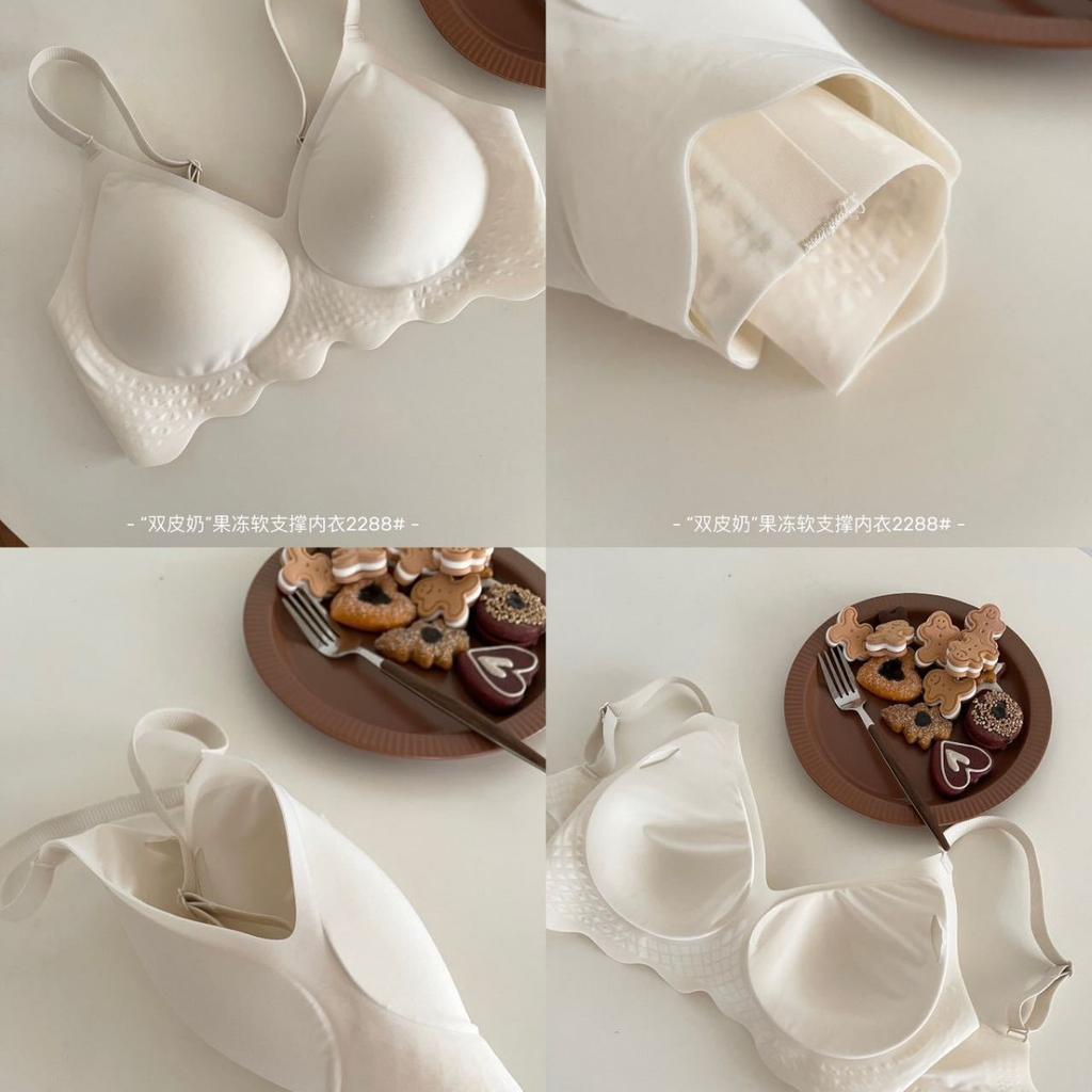 Small air conditioner, jelly soft support, women's big breasts are small, no steel rings, no marks, spring and summer bras are thin.