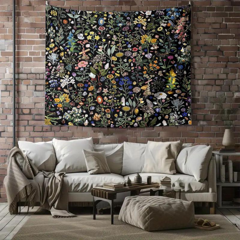 Bohemian Tapestry Wall Hanging Nature Floral Forest Landscape Aesthetic Room Decor Large Wall Art Home Textile Bedroom Living Ro