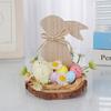 Wooden Easter Bunny Decoration Farmhouse Rustic Artificial Flower Colorful Egg Rabbit Table Sign Desktop Ornament Home Ornament