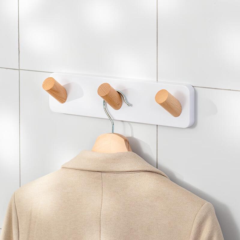 Solid Wood No-Drill Entryway Coat Rack