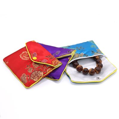 2Pcs Elegant Embroidered Jewelry Pouch Beautiful Bright-colored Fabric Jewelry Organizer for Women