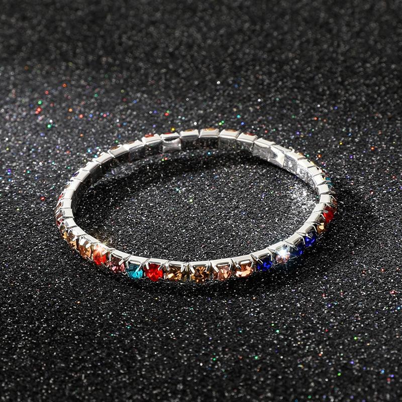 Crystal bracelet full diamond single row elastic bracelet bridal versatile rhinestone bracelet claw chain diamond bracelet women