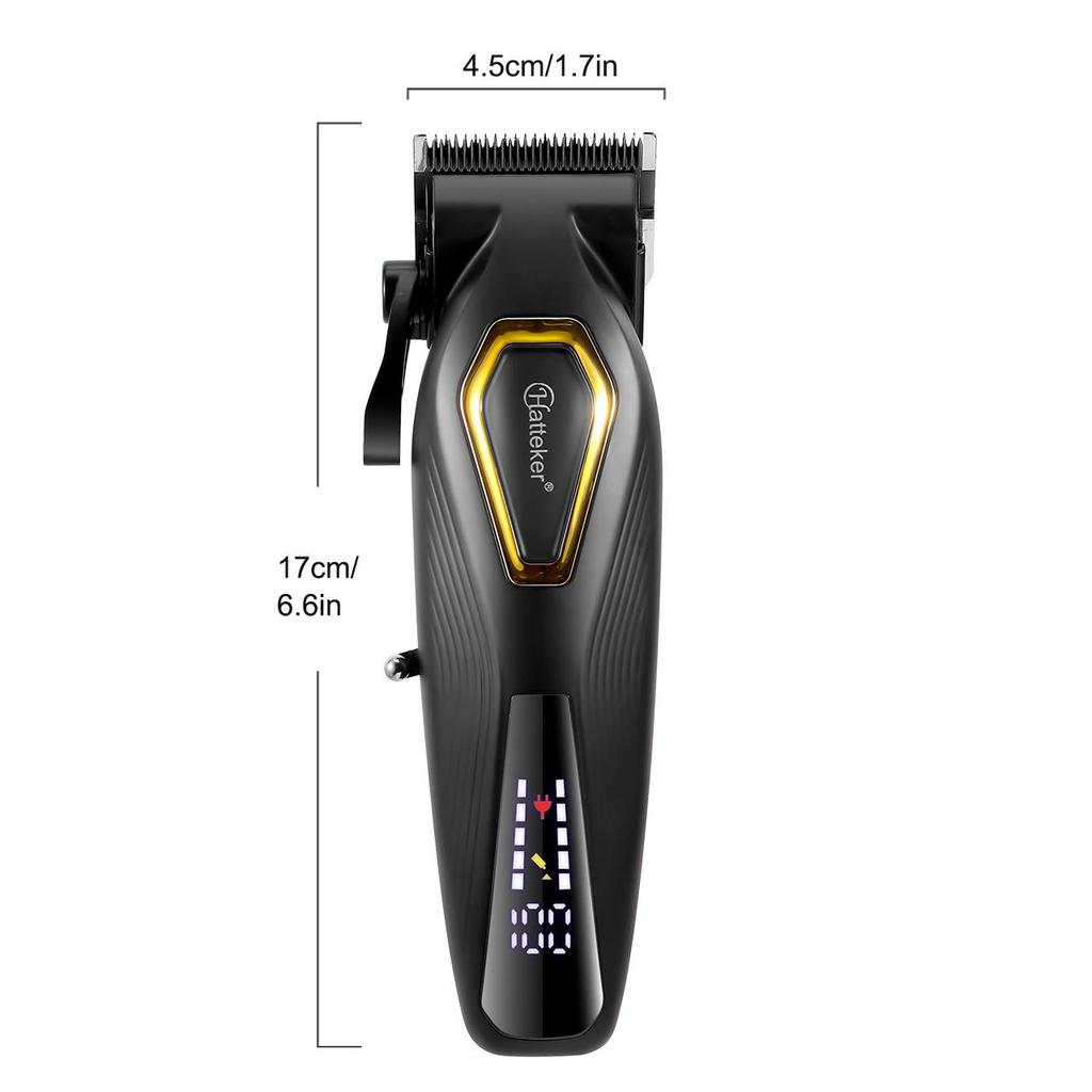 Hatteker Professional Hair Clippers 7500RPM Vector Motor DLC Blades 4 Guide Combs USB Base Charging Barber Hair Trimmer for Men