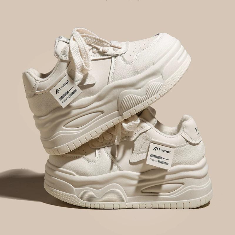 2025 summer new thick-soled heightening casual board shoes women's 6cm muffin sole small panda white shoes