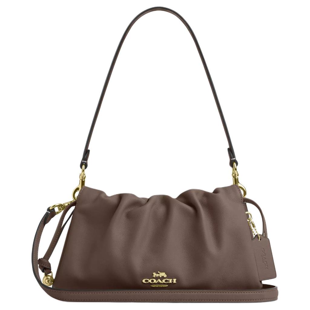 Coach Faye 26 Logo Pleated Design Leather Tote Shoulder Bag Medium Women bags Brown CV529-IMV2R
