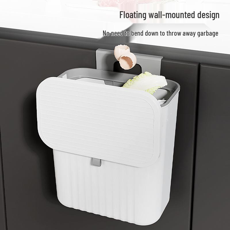 Wall-Mounted Sliding Lid Trash Can for Kitchen, Bathroom, and Living Room