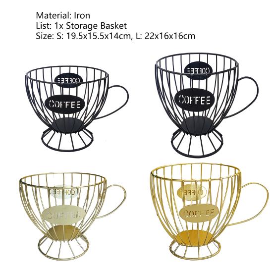 Coffee Holder Minimalist Non-slip Hollowed Rustproof Corrosion-resistant Large Capacity Iron Ergonomic Handle K Cup Organizer for Counter