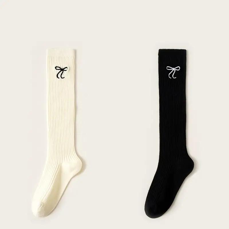 

2 Pairs Casual Korean Fashion Knee High Sock for Kids Girl Jacquard Bow Sweet Over Knee Children s Sock Soft Cotton Sock 3-5 Year