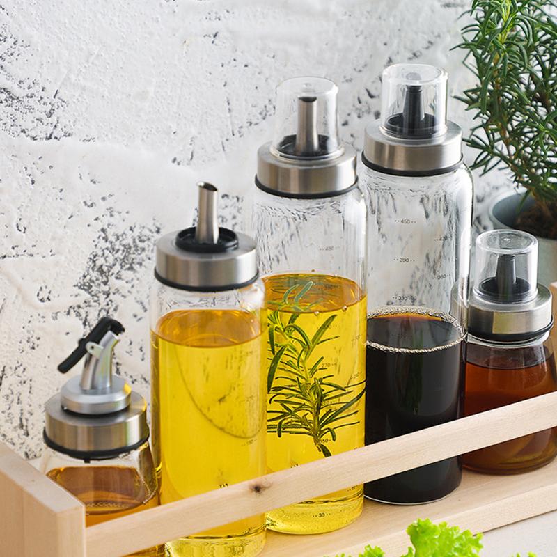 YOMDID Durable High Borosilicate Glass Oil Bottle Soy Sauce Jar Vinegar Pot Leak-Proof Seasoning Storage Bottle Kitchen Gadgets