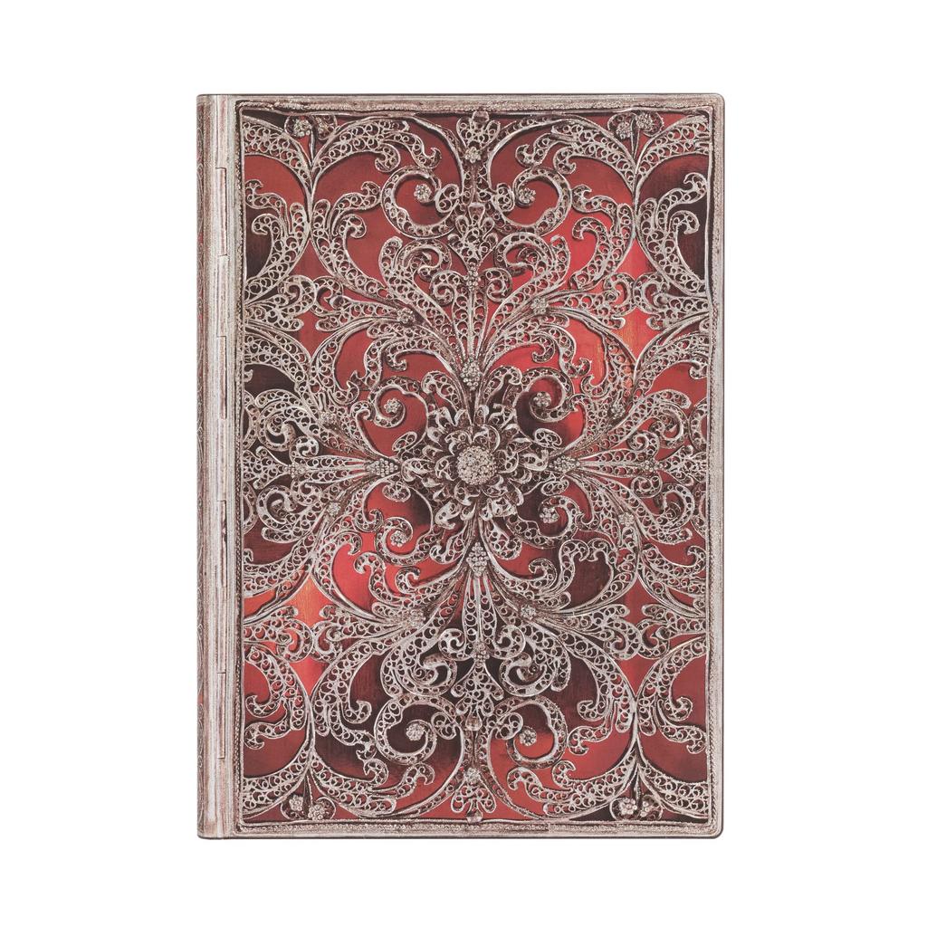 Paperblanks Paperblanks Paperblanks Paperblanks Notebook Soft Cover Flexis Garnet Silver Floral Midi B6 Ruled / / FB9403-6