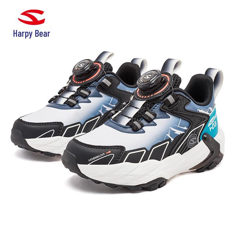 Счастливый Медведь Кожаные Поворотная Пряжка Детские Грязеотталкивающие Повседневные Спортивные Кроссовки 32 темно-синий/чёрный