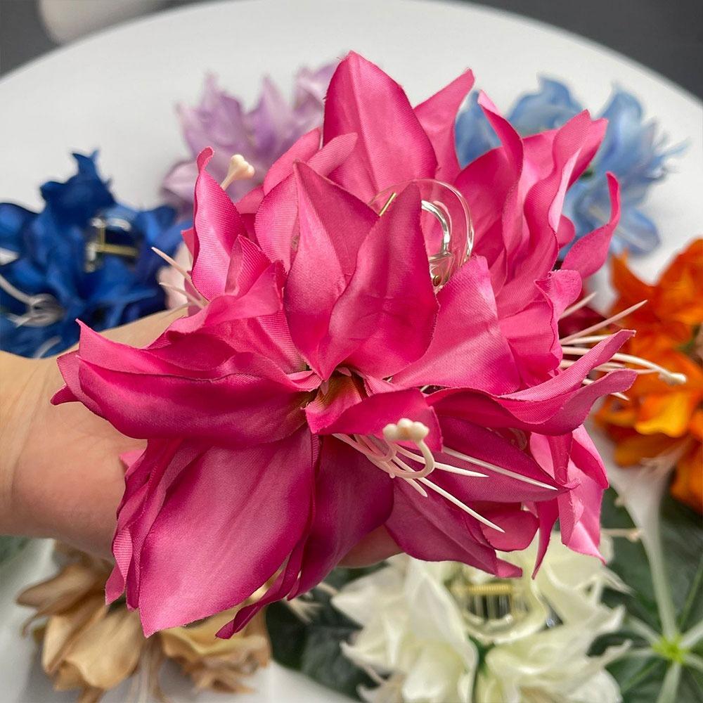 Korean Artificial Flowers Hair Claw Clip Strong Hold Realistic Nonslip Claw Clap Fairy Shark Clips Vacation Photoshoot